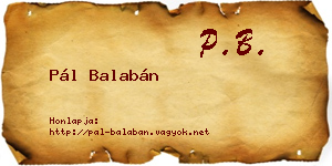 Pál Balabán névjegykártya